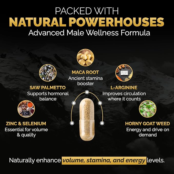 Extreme Semen Volumizer and Male Energy Formula - All Natural Endurance, Stamina & Semen Health - 60 caps (1 Month Supply)
