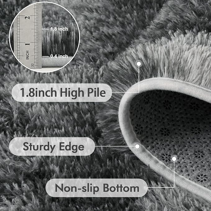9x12 Ft Extra Large Shag Rugs for Living Room, Ultra Soft Fluffy Furry Area Rugs for Bedroom Indoor Floor, Aesthetic Carpet for Kids Home Decor (Grey)