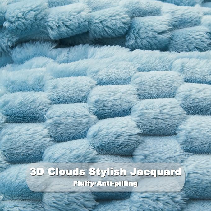 NEWCOSPLAY Fleece Clouds Cozy Throw Blanket for Couch, Blue, 50"x60" | Premium Silky Flannel Blanket, Soft Lightweight Fluffy Throw Blanket for Bed Sofa Decor, Gift for All Season Use