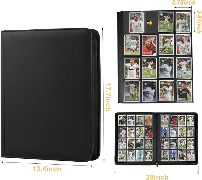 GERMUN Trading Card Binder 16 Pocket, 1024 Pockets Card Binders, Card Collection Binder, Card Album Folder for MTG, TCG, Sports Cards, Game Cards (Black)