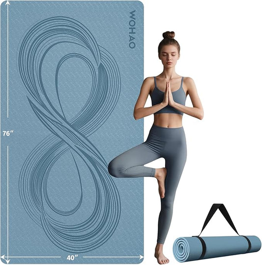 Large 76"x40"x0.4" Yoga Mat - Extra Width & Thick Non-Slip Exercise Mat, Versatile for Stretching, Yoga Studio, Gym, Home & Indoor/Outdoor Workouts