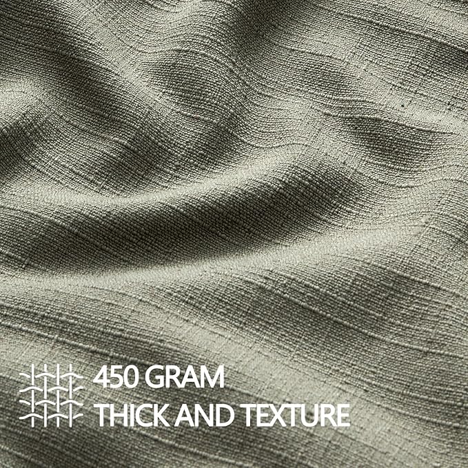 MIULEE Thick Textured Euro Sham Throw Pillow Covers 26x26 Inch Olive Green | Set of 2, Decorative Linen Blend Pillow Cover, Flange Edge Design, Farmhouse Modern Boho Style, Bed Couch Living Room Decor
