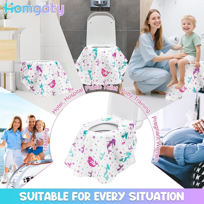Disposable Toilet Seat Covers 20 Pack - Extra Large Waterproof Potty Covers for Public Restroom & Potty Training, Travel Must Haves & Airplane Essentials, Non-Slip