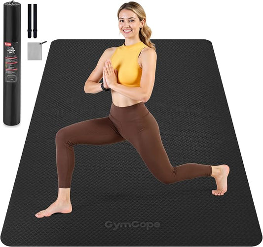 Extra Large Yoga Mat – 72"x48" or 78"x57", 1/4"–1/2" Thick Mat for Women & Men, TPE Non-Slip Pilates Mat for Home Gym, Yoga, Stretching, Meditation