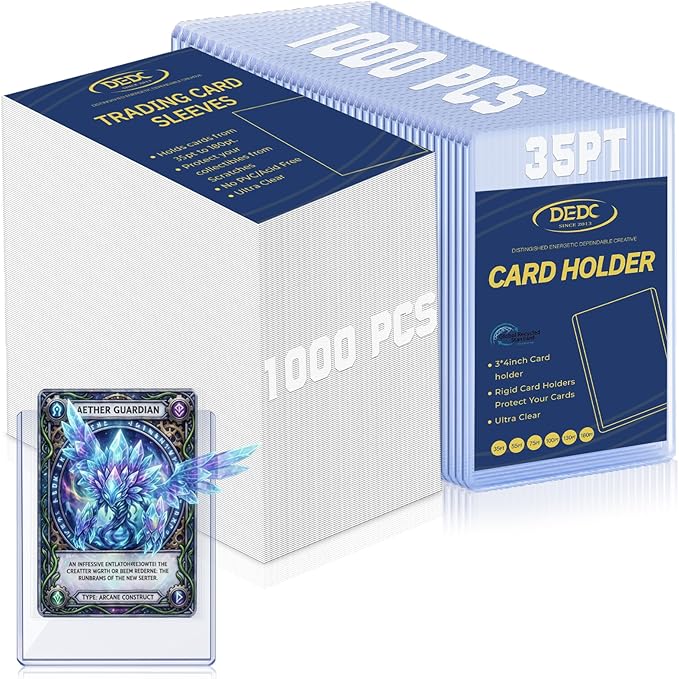DEDC 2000 Card Sleeves Load Holder Storage for Trading Cards Sports Soft Penny Sleeves Hard Plastic 35PT Baseball Card Protector 3" x 4" Rigid Memorabilia Collectibles