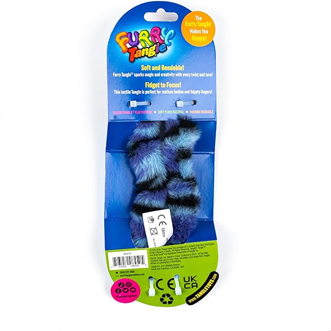 TANGLE Furry Fidgets - New! Purple Stripe - Plush Fidget Toy - Soft Colorful Plush Materials That Will Please Sensory Toy Lovers - Take Your Furry Fidget with You Everywhere!