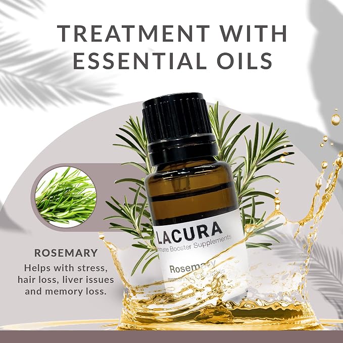Pure Rosemary Essential Oil - Promotes Natural Hair Growth & Enhances Memory - Therapeutic Grade Essential Oils for Aromatherapy - Concentrated Plant Extract for Mental Focus, 15mL