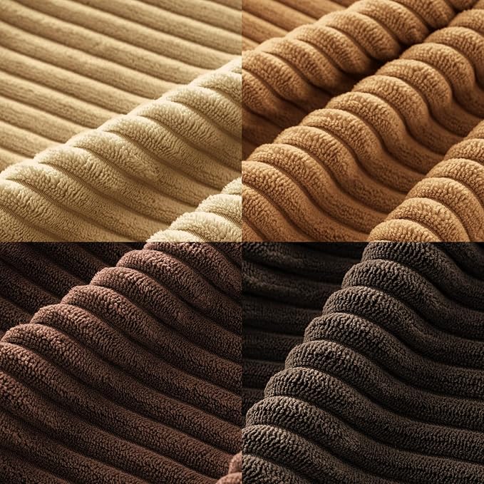 MIULEE Fall Corduroy Decorative Throw Pillow Covers Camel Brown 20x20 | Set of 4, Mordern Rustic Fall Decor, Wood-Tone Deep Browns, Boho Farmhouse Cushion Covers for Couch Bed Sofa Living Room