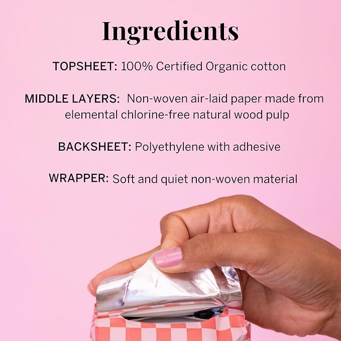 Pixie Organic Pads Ultra-Thin Extra Long Overnight Cotton Pads for Women – Maximum Absorbency with Wings – Leak-Proof, Hypoallergenic, Unscented, Postpartum – Compostable, Biodegradable – 12 Count
