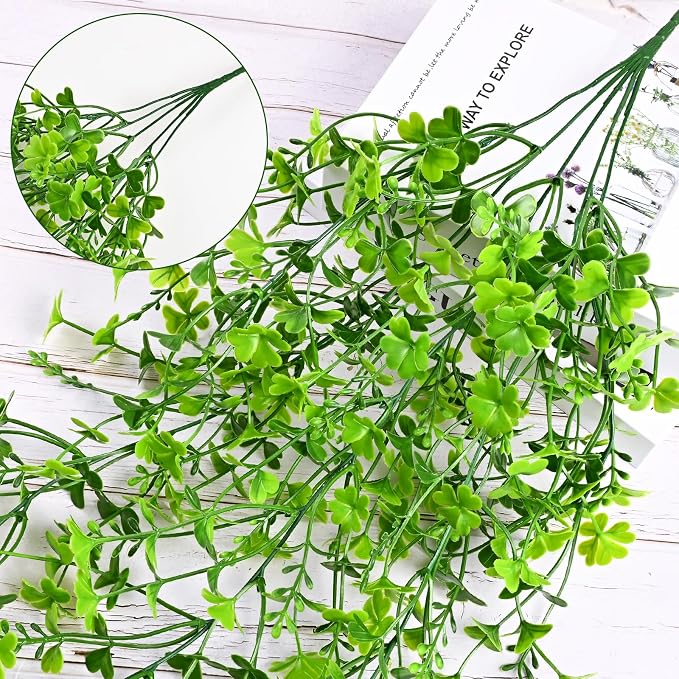 Waipfaru Artificial Hanging Plants, 4Pcs Faux Ivy Four-Leaf Clover | Vines Greenery for Wall Home Bedroom Living Room Aesthetic Kitchen Office Aesthetic Kitchen Indoor Outdoor Decor