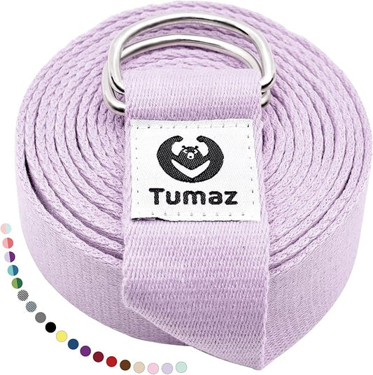 Tumaz Yoga Strap/Stretch Bands [15+ Colors, 6/8/10 Feet Options] with Extra Safe Adjustable D-Ring Buckle, Durable and Comfy Delicate Texture - Best for Daily Stretching, Physical Therapy, Fitness