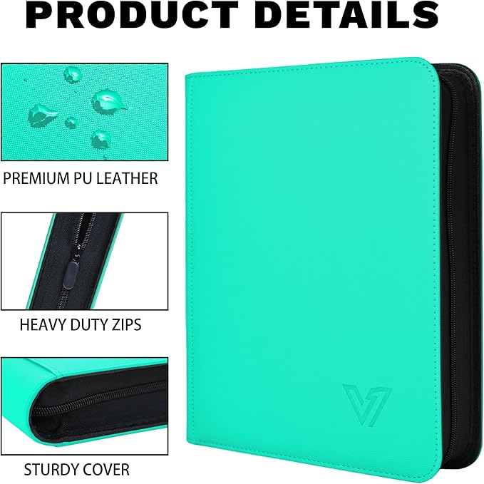 Toploader Binder 4 Pocket,Holds 128 Top Loaders,Top Loader Binder 4 Pocket for 3" x 4"Rigid Cards,Double Sided Card Binder Abulm in 3"x4"Toploaders for Trading Cards