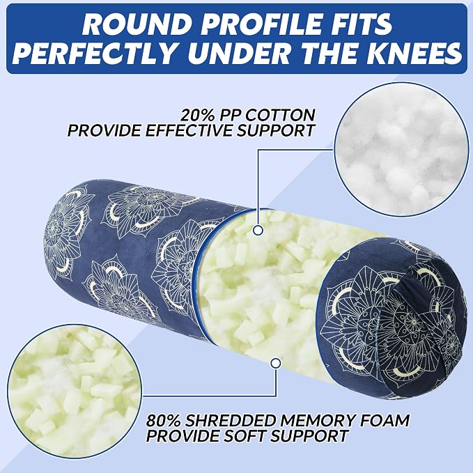 MABOZOO Round Yoga Pillow, Cylindrical Yoga Bolster Pillow with Washable Cover, Meditation Cushion Body Cushion for Practice, Restorative, Meditation