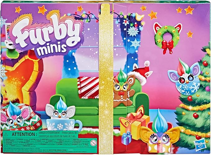 FURBY Minis Advent Calendar for Kids 6 Years and Up, 24 Days of Surprise Holiday Toys with 1-Inch Figures, Stickers & Fun Accessories