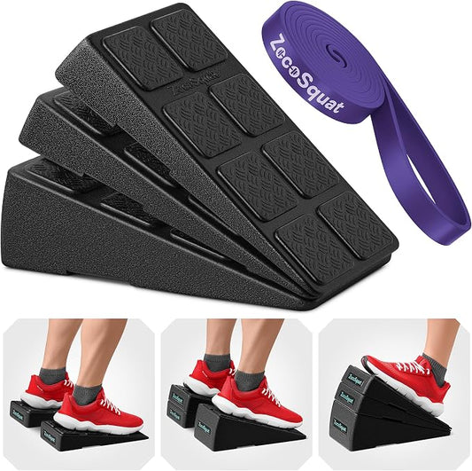 Squat Wedge Block Set of 3/5 - 960 LBS Capacity - Slant Board for Calf Stretching with 5 Stackable Angles - Calf Stretcher Slant Board - Workout Equipment - EPP Material for Exercise Equipment & Physical Therapy
