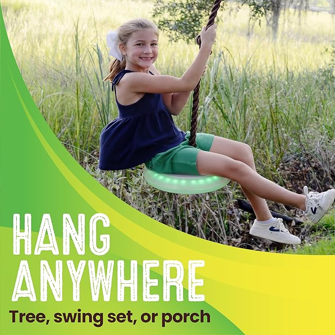 Swurfer Disco Tree Swing - Swing Sets for Backyard, Outdoor Swing, Swingset Outdoor for Kids, Easy Installation, Heavy Duty, Adjustable Climbing Rope, Weather Resistant