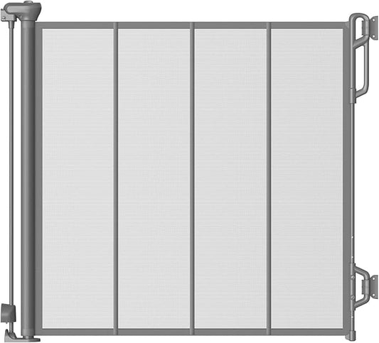 SPACEANY Reinforced Retractable Baby Gate, Mesh Dog Gate, Child Safety Gate for Doorways, Stairs, Hallways, Indoor/Outdoor, Wide Openings -33.5" Tall, Width up to 55" Gray