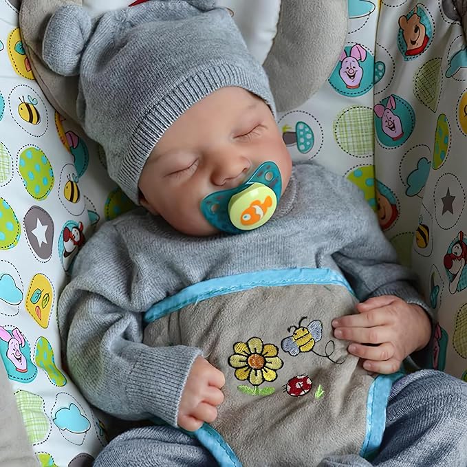 Realistic Reborn Baby Dolls Boy 17-Inch Realistic Baby Doll Soft Vinyl Lifelike Babe Newborn Babe Dolls Accessories for 3+ Years Old (Blue)