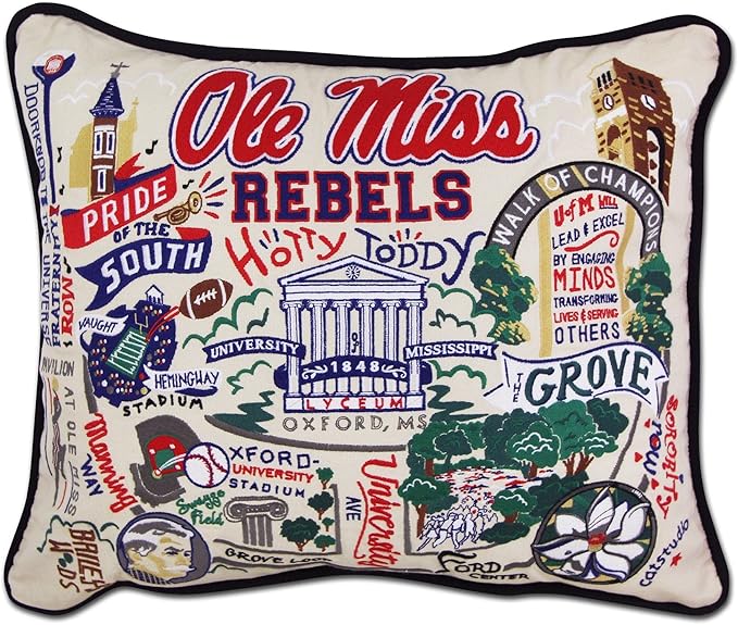 Catstudio University of Mississippi (Ole Miss) Collegiate Embroidered Decorative Throw Pillow