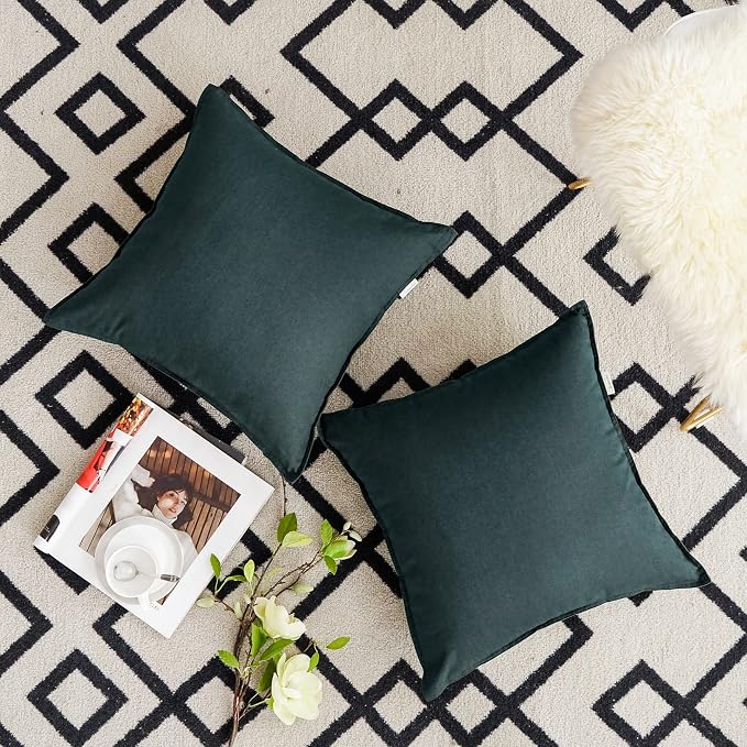 Jeanerlor 20"x20" Pillowcase Green Cousion Cover Decor Cotton Linen with Unique Design to Embellish Garden/Office/Chair/Bed/Couch,(50 x 50cm), Cyan
