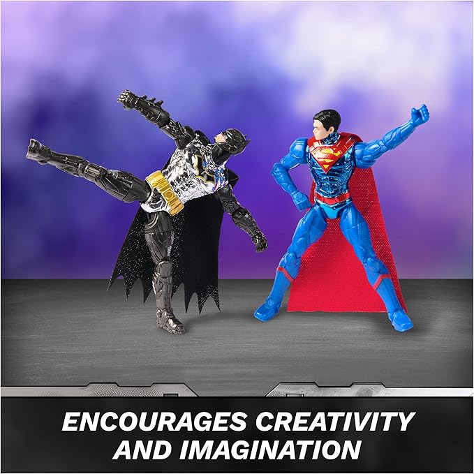 DC Comics, Metal Force Transforming Batwing, 2-in-1 Playset, Includes Batman and Superman Figures, with Projectiles and Character Cards, Kids Toy for Boys Ages 4 and Up