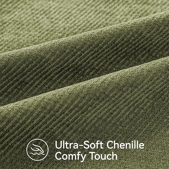 a moment Pack of 2 Decorative Chenille Throw Pillow Covers with Twill Cushion Covers for Sofa Living Room Couch Bed 24x24 Inch,Crafted Border Moss Green