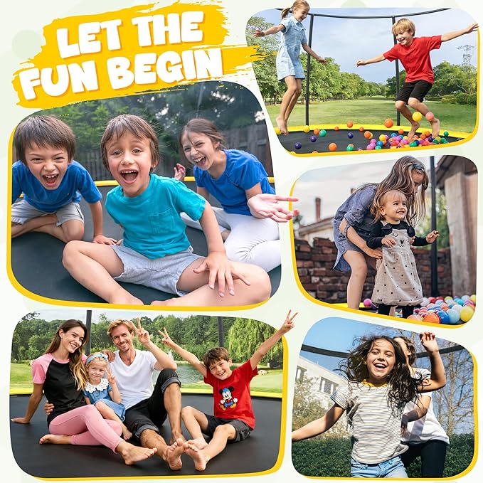 JELENS Trampoline 8FT 10FT 12FT 14FT 15FT 16FT, Recreational Trampolines with Enclosure Net, Outdoor Anti-Rust Trampolines for Kids and Adults, ASTM Approved