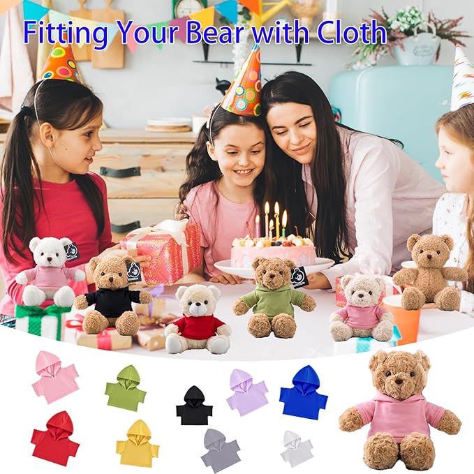 15 Pcs Personalized Teddy Bear Clothes with Name Photo, Custom Stuffed Animal Clothing Fit 8-16inch Stuffed Bears Clothes, Personalized Doll Clothing Make Your Own Plush Doll Shirt