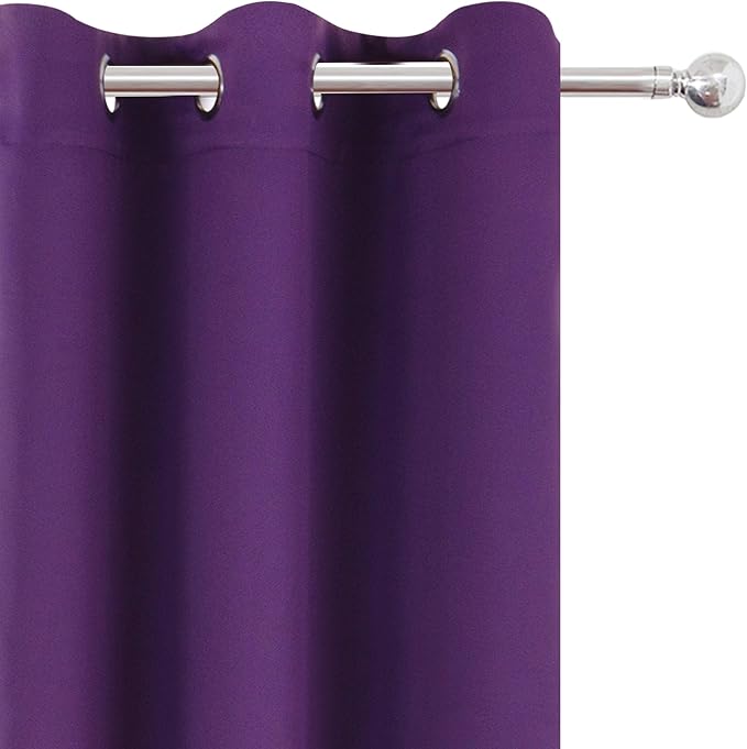 LEMOMO Purple Blackout Curtains/52 x 45 Inch Length Kids Curtains/Set of 2 Panels Grommet Bedroom Curtains for Living Room