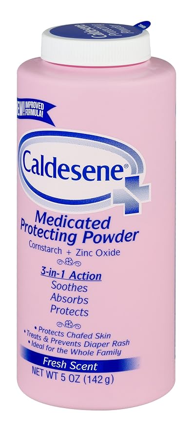 Caldesene Medicated Protecting Body Powder with Zinc Oxide and Cornstarch,Talc-Free Baby Powder Soothes & Protects,5 Oz.,(Pack of 2)