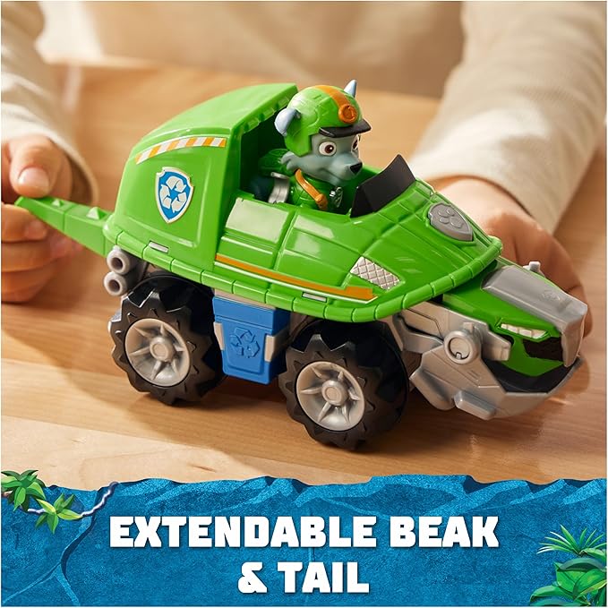 Paw Patrol Jungle Pups, Rocky Snapping Turtle Vehicle, Toy Truck with Collectible Action Figure, Kids Toys for Boys & Girls Ages 3 and Up