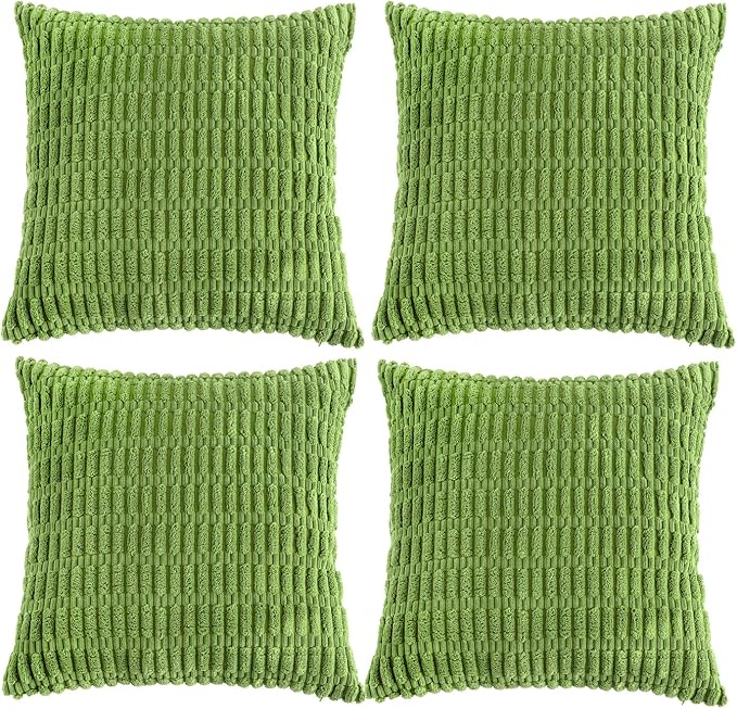 Fancy Homi 4 Packs Decorative Throw Pillow Covers for Living Room Couch Bed, Modern Farmhouse Boho Home Décor Accent Cushion Case, 18" x 18", Lime Green