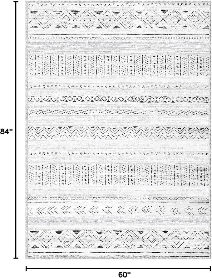 cotiled 5x7 Area Rugs Living Room Rug: Washable Boho Rugs with Non Slip Backing Large Soft Indoor Stain Resistant Carpet for Bedroom Farmhouse Dining Room Lightweight Home Decor Dark Grey