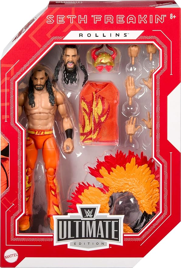 Mattel WWE Ultimate Edition Action Figure Seth Rollins Fan Takeover Collectible with Interchangeable Accessories, Extra Heads & Swappable Hands