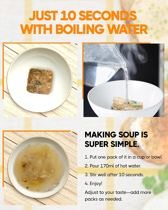 COELO Bugeo Haejangguk 10g x 10Packs (Total 3.5oz) | Korean-Style Dried Pollack Broth Soup | Easy Cook freeze-Dried Block | Authentic Korea Flavor Instant Soup Single Serve Bugeot Stew K-Food 북어국 해장국