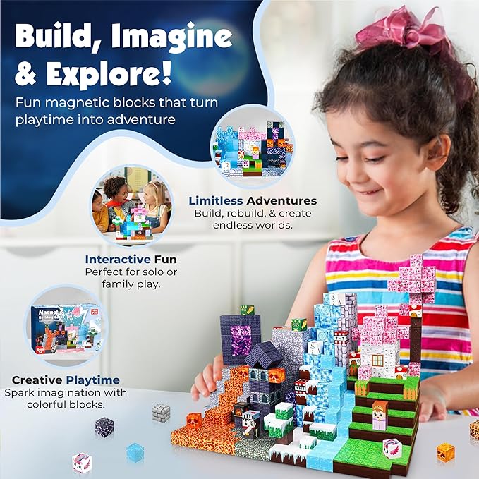 Magnetic Blocks | Upgraded Magnets, 150PCS Magnetic Building Blocks, Storage Bag Included, STEM Toys for Kids Ages 3+, Magnetic Blocks for Kids Ages 4-8, Birthday Gifts for Boys and Girls