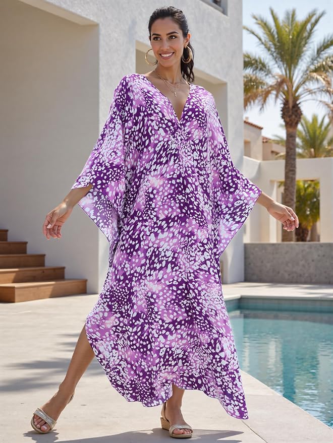 Mumu Dresses for Women Plus Size, Bohemian Kaftan Beach Cover Up Long Maxi Nightgown Soft Loungewear