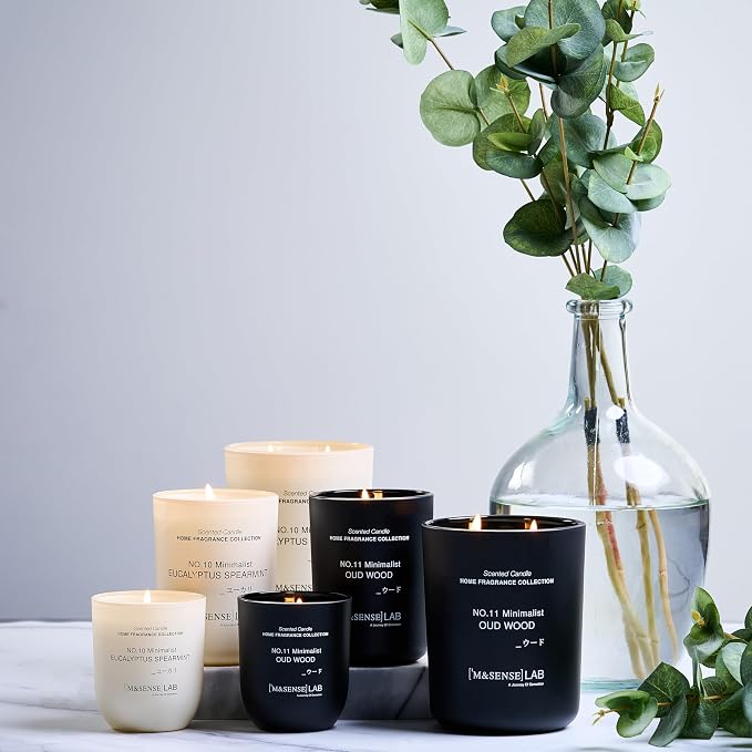 M&SENSE Natural Soy Large Candle| Linen Breeze | 16.6 oz, 95H Burn | Mini Spring Scented Candles for Relaxation, Valentines Day Gift, Home Décor | for Bedroom, Office, Party