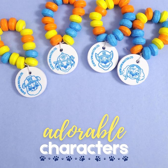 Paw Patrol Candy Bracelets, Edible Jewelry with Character Charms, Individually Wrapped Party Favors, 20 Pieces Inside