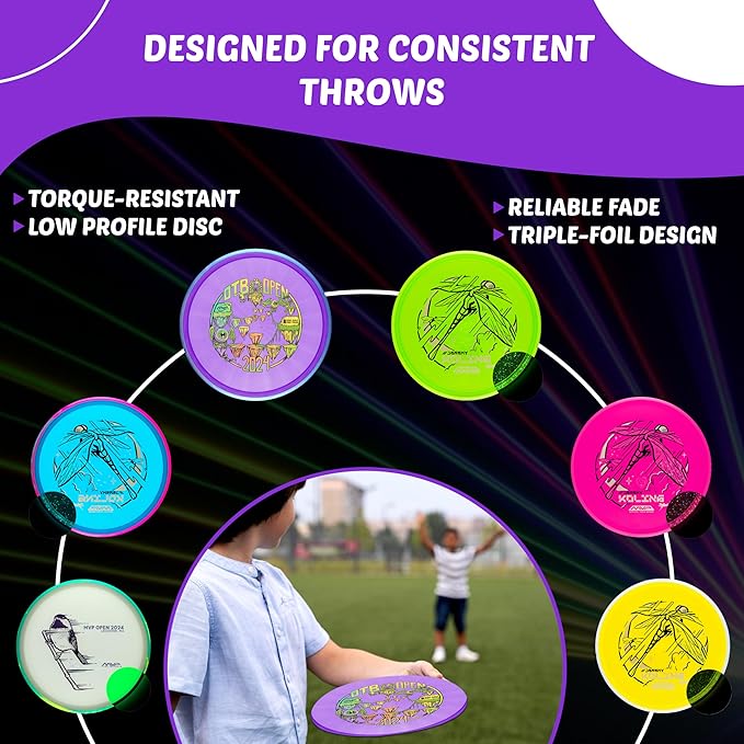 AxiomParticle Glow Tempo Disc Golf - Proton Glow Disc Golf Disc - Triple Foil Design - 166-175g - Jeremy Koling Edition - Color May Vary