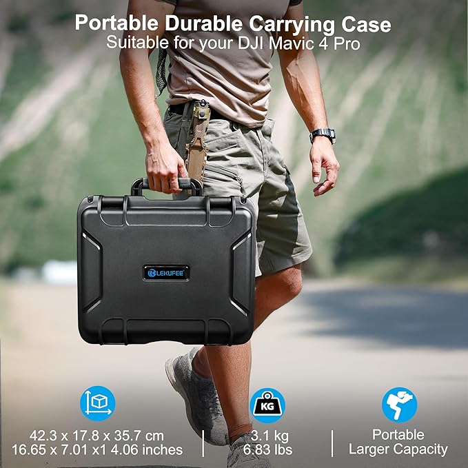 Lekufee Waterproof Hard Carrying Case for DJI Mavic 4 Pro Drone, Creator Combo, Fly More Combo, DJI RC Pro 2/RC 2, Battery (7 pcs), Charging Hub, and other Accessories(Case Only)