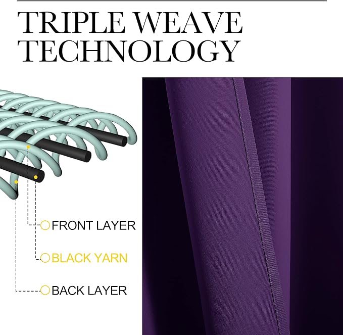 NICETOWN RV Blackout Curtains for Camper Windows, Royal Purple, 34" x 30", Set of 2, Kitchen Curtains, Short Blackout Drapes, Thermal Insulated Rod Pocket Window Treatment Draperies for Nursery