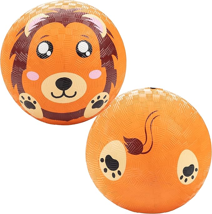 GagaBall 5 Inch Playground Balls with Air Pump (4 pk, Animals) - Durable Rubber Balls Official Size for Dodgeball & Handball - Great for Outside Play, 4 Square & Game to Play at Kids Birthday Parties