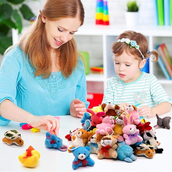 24 Pack Small Stuffed Animals Bulk Gifts for Kids (2.3/2"-2.5/3.5" Each), Party Favors Toys for Girls, Easter Basket Stuffers Christmas Stocking Plushies (24PCS)