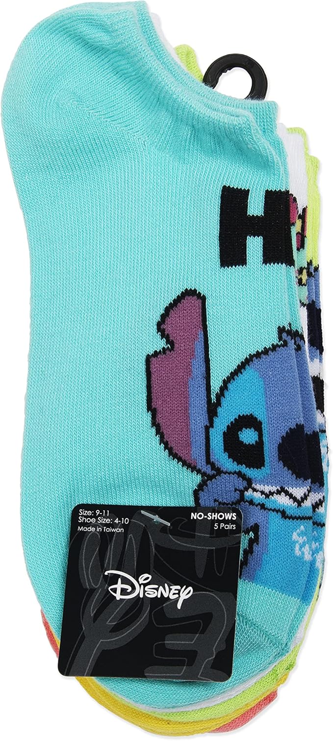 Disney Women's Lilo & Stitch 5 Pack No Show Socks