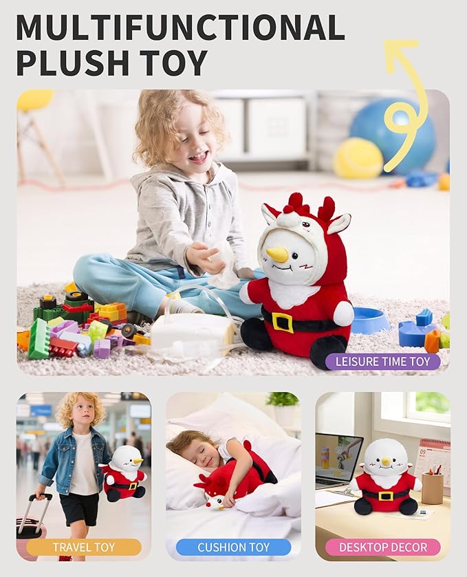 OLAOLA Christmas Reindeer Snowman Plush 15 Inch Cute Snowman Stuffed Animals Plush Toy Soft Doll Pillow for Kids Adults