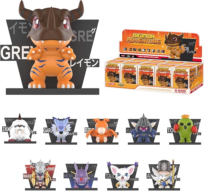POP MART Digimon Adventure Fridge Magnet Series Blind Box Figures, Random Design Action Figures Collectible Toys Home Decorations, Holiday Birthday Gifts for Girls and Boys, Whole Set