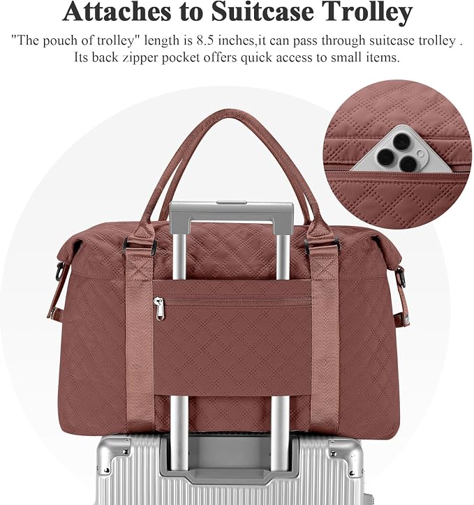 Travel Duffel Bag, Carry On Overnight Weekender Bags for Women | Travel Bag with Wet Pocket & Trolley Sleeve, For Spirit Airlines 18x14x8 Personal Item Bag