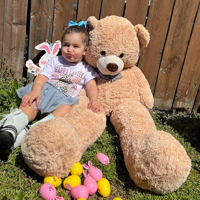 MorisMos Bow Tie Giant Teddy Bear 4 Feet, 47inch Stuffed Animal Big Teddy Bear Plush, Classic Girlfriend Boyfriend Gift, Brown