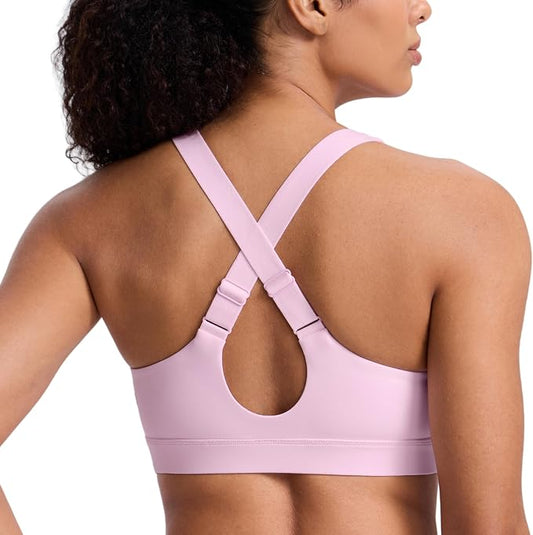 CRZ YOGA Butterbreeze Criss Cross Back Sports Bras for Women - V Neck Adjustable Straps Padded Workout Training Crop Top